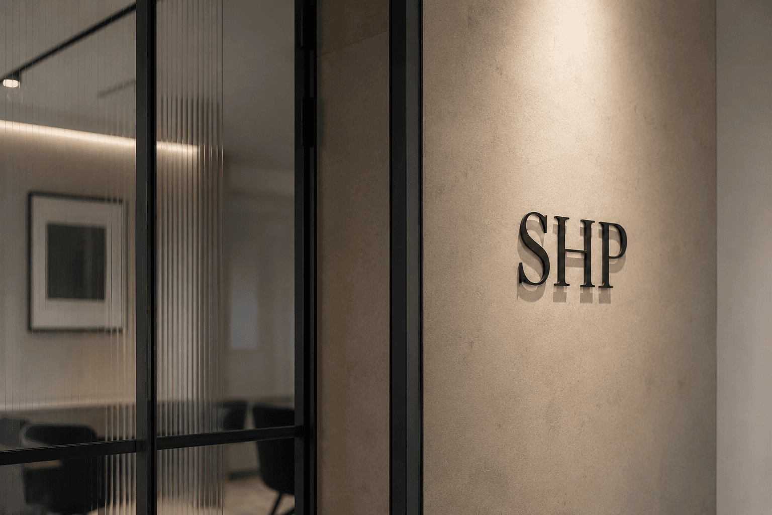 SHP-Schriftzug in den Kanzleiräumen